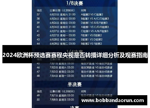 2024欧洲杯预选赛赛程央视是否转播详细分析及观赛指南
